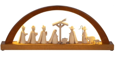 Richard Glässer Schwibbogen Christi Geburt Figuren natur, LED-Beleuchtung